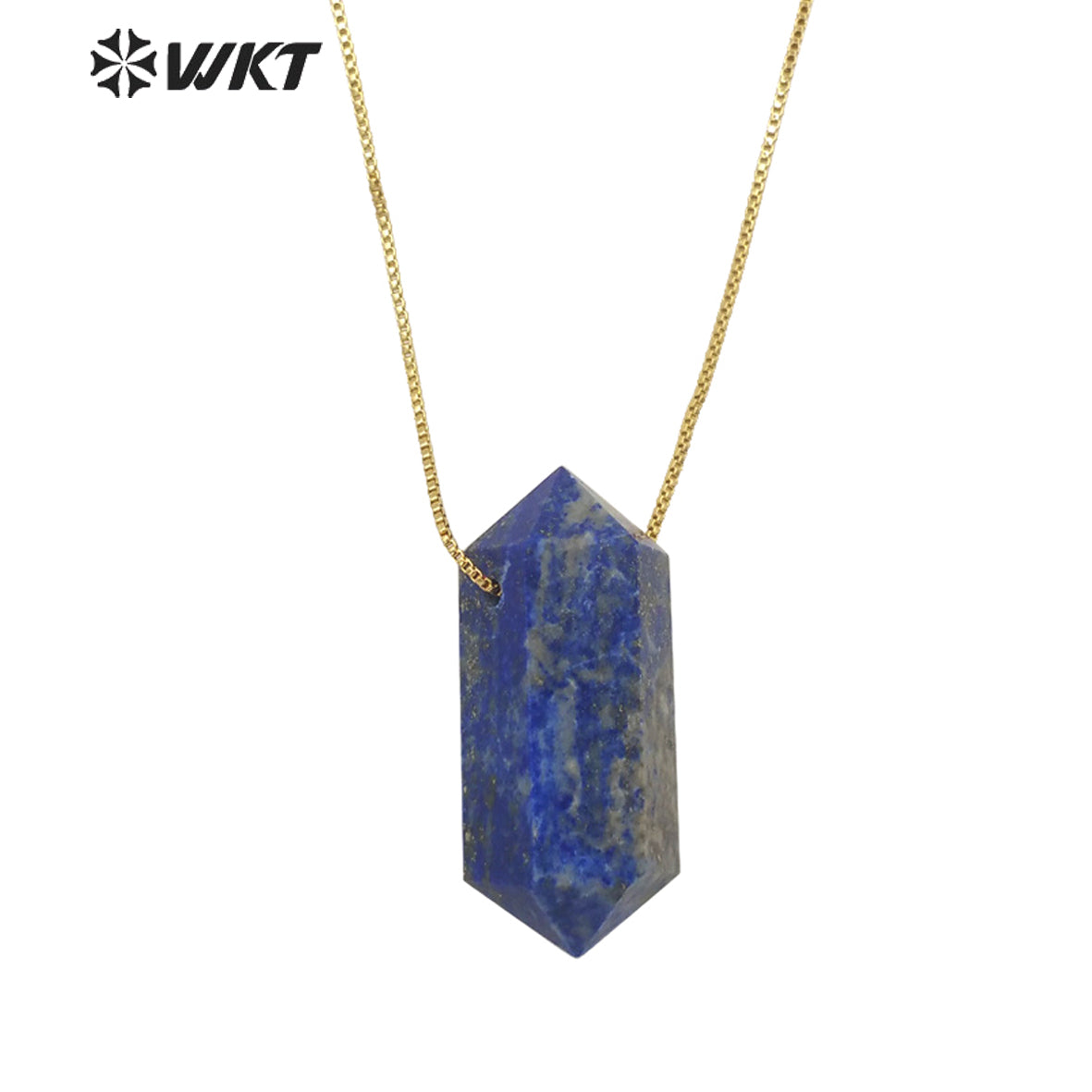 WT-N1373 Crystal clear Hexagonal Column Necklace Concise Style Pendant Colorful Stone Simple Jewelry Natural Stone Necklace