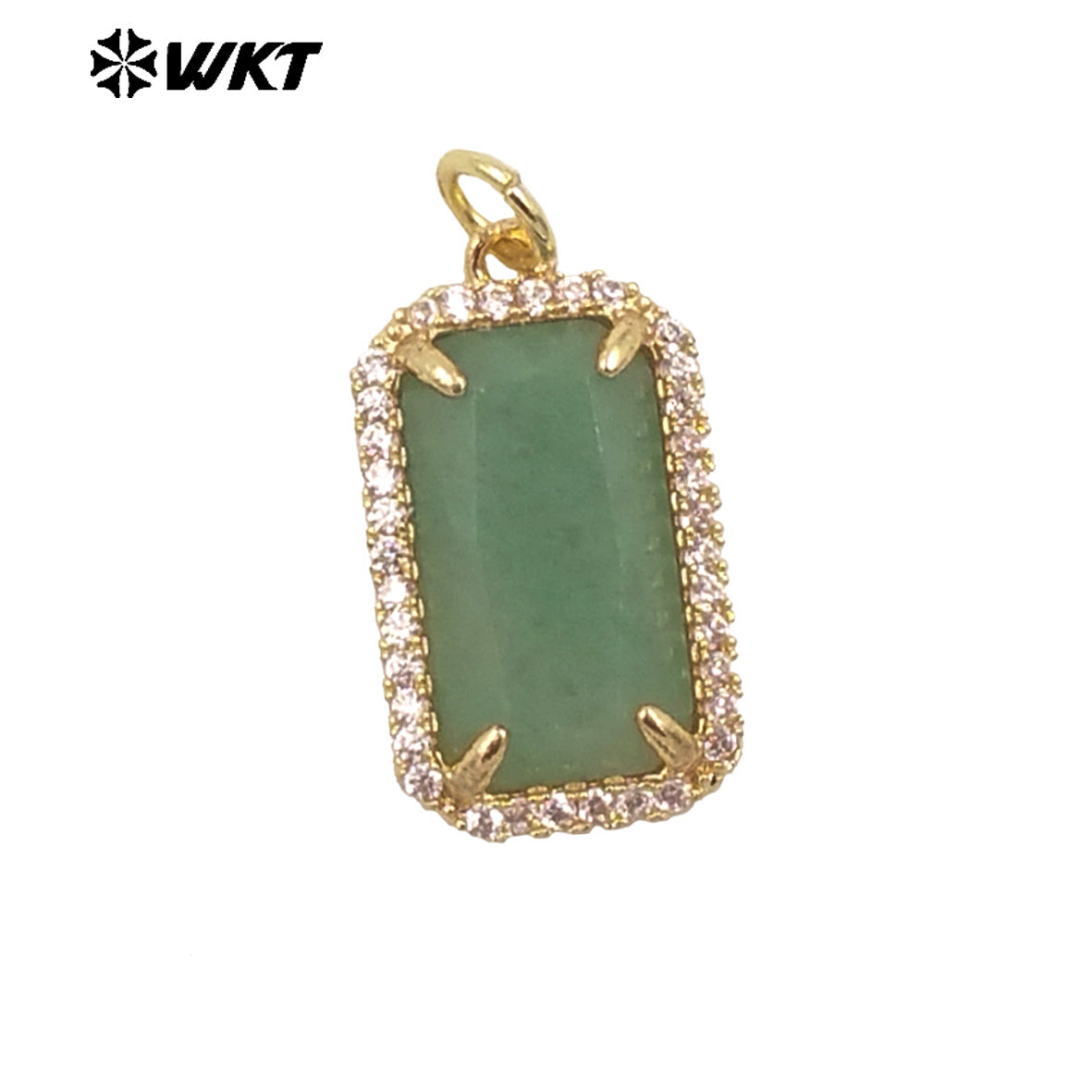 WT-P1973 Wholesale Fashion Gold Plated Cubic Zircon With Prong Setting Long Square Sun Stone Lady Jewelry Pendants