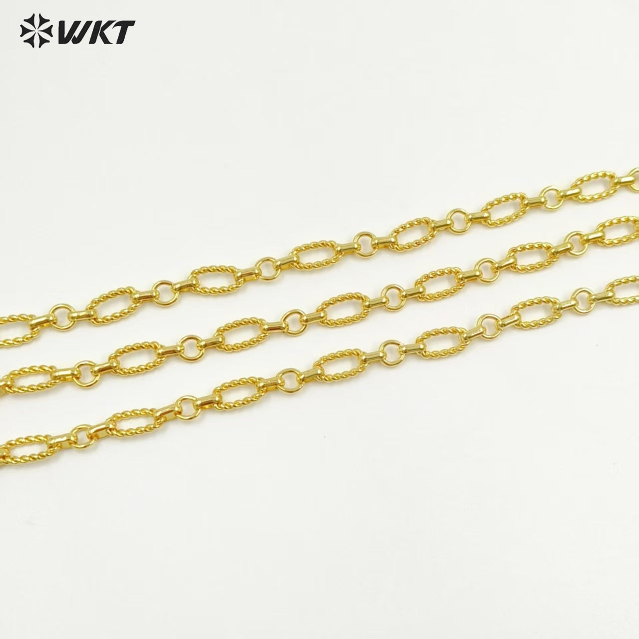 WT-BC243 Fashion High Quality Link Accessories Chain Metal Yellow Brass Simple Design For Necklace Making Gold Plated