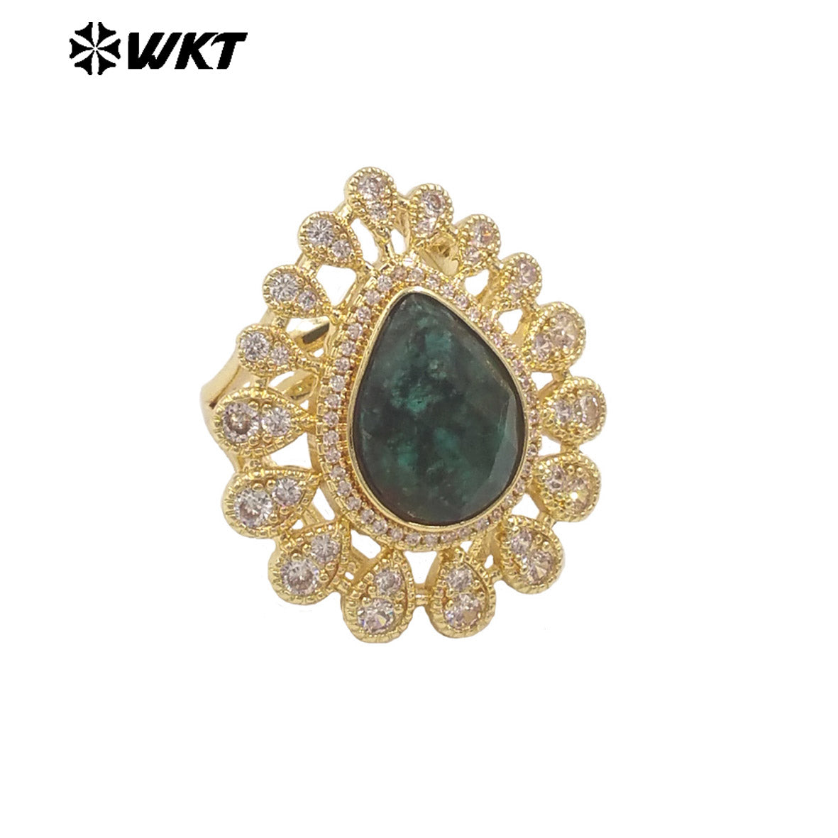 WT-MR029 Wholesale Amazing New European Delicate Micro Pave Cubic Zircon Setting Drop Stone Gold Plated Women Ring