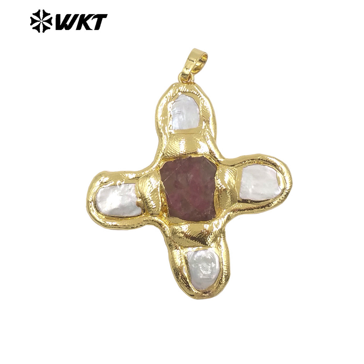 WT-JP401 Exquisite Accessory Pendant With Natural Freshwater Pearl and Turquoise Stone Cross Shape for Jewelry Handmade Gift