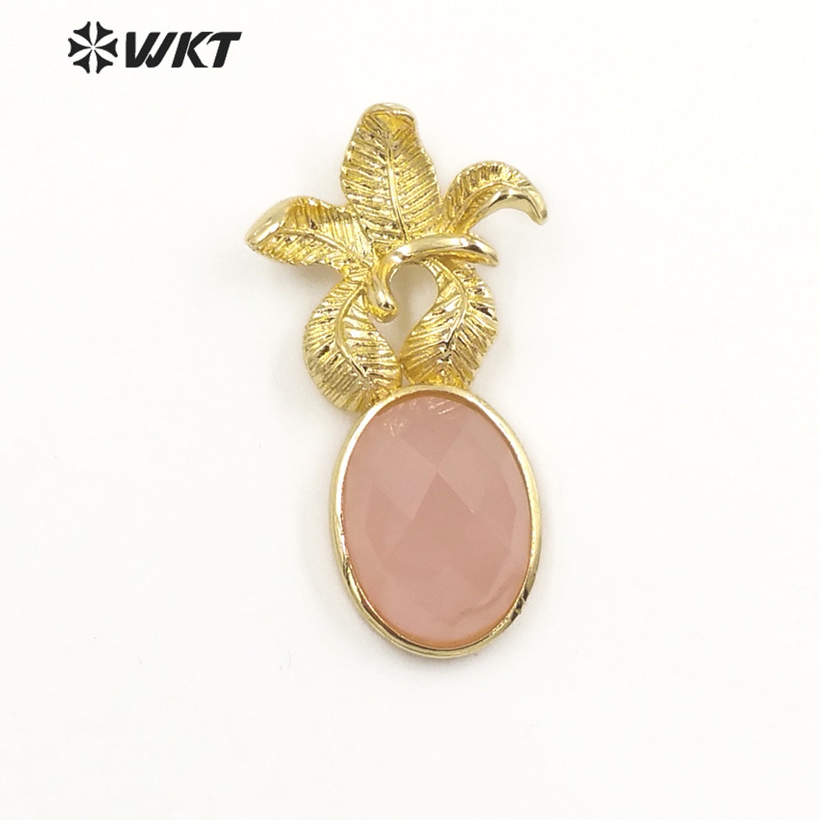 WT-P1923 Fashion Design Trendy New Precious Colorful Stone Flower Shaped Oval Amazonite Amethyst Gemstone Pendants
