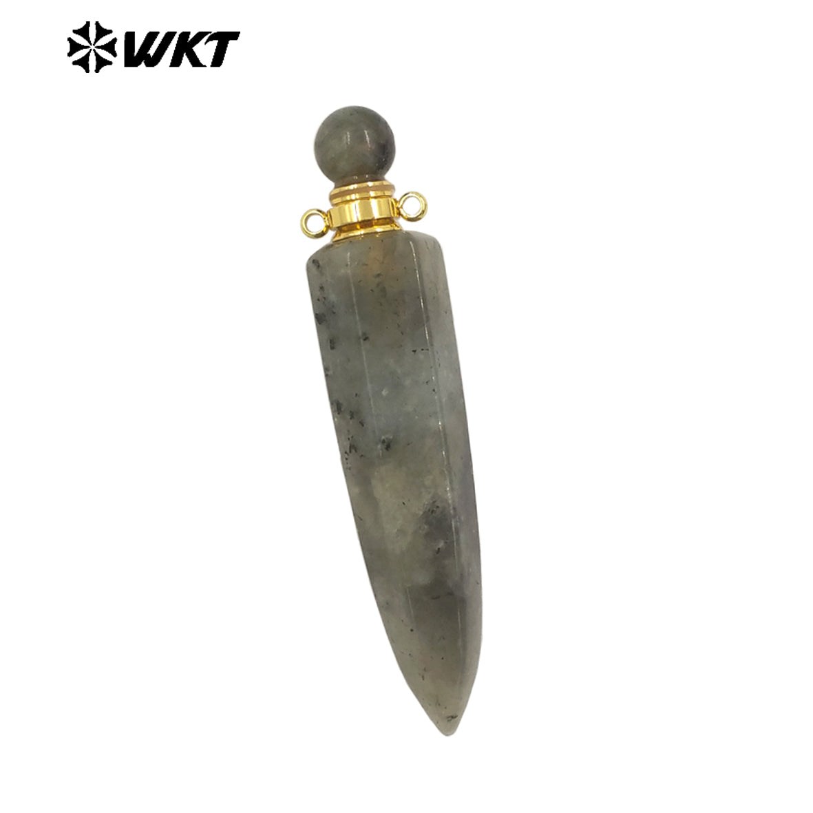 WT-P1984 Wholesale Fashion Gold Plated Long Bullet Shape Natural Lapis Amethyst Quartz Stone Made Women Perfume Bottle Pendants