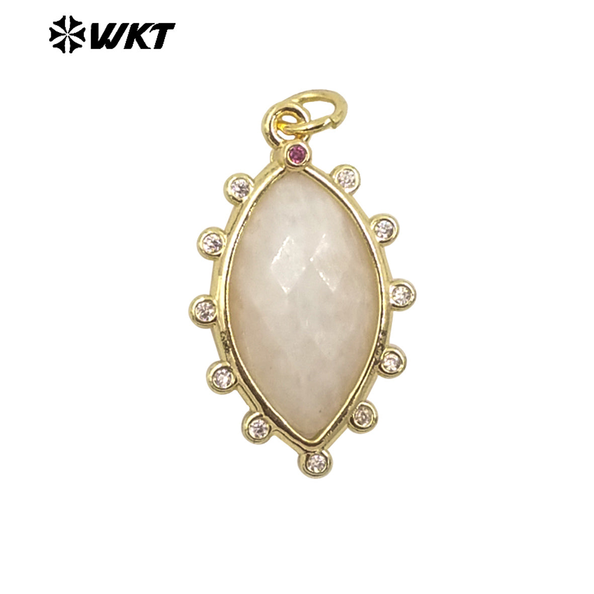 WT-P1975 Europe Delicate Kinds of Gemstone Tiger Eye With Cubic Zircon Setting Charming Jewelry Stone Pendant