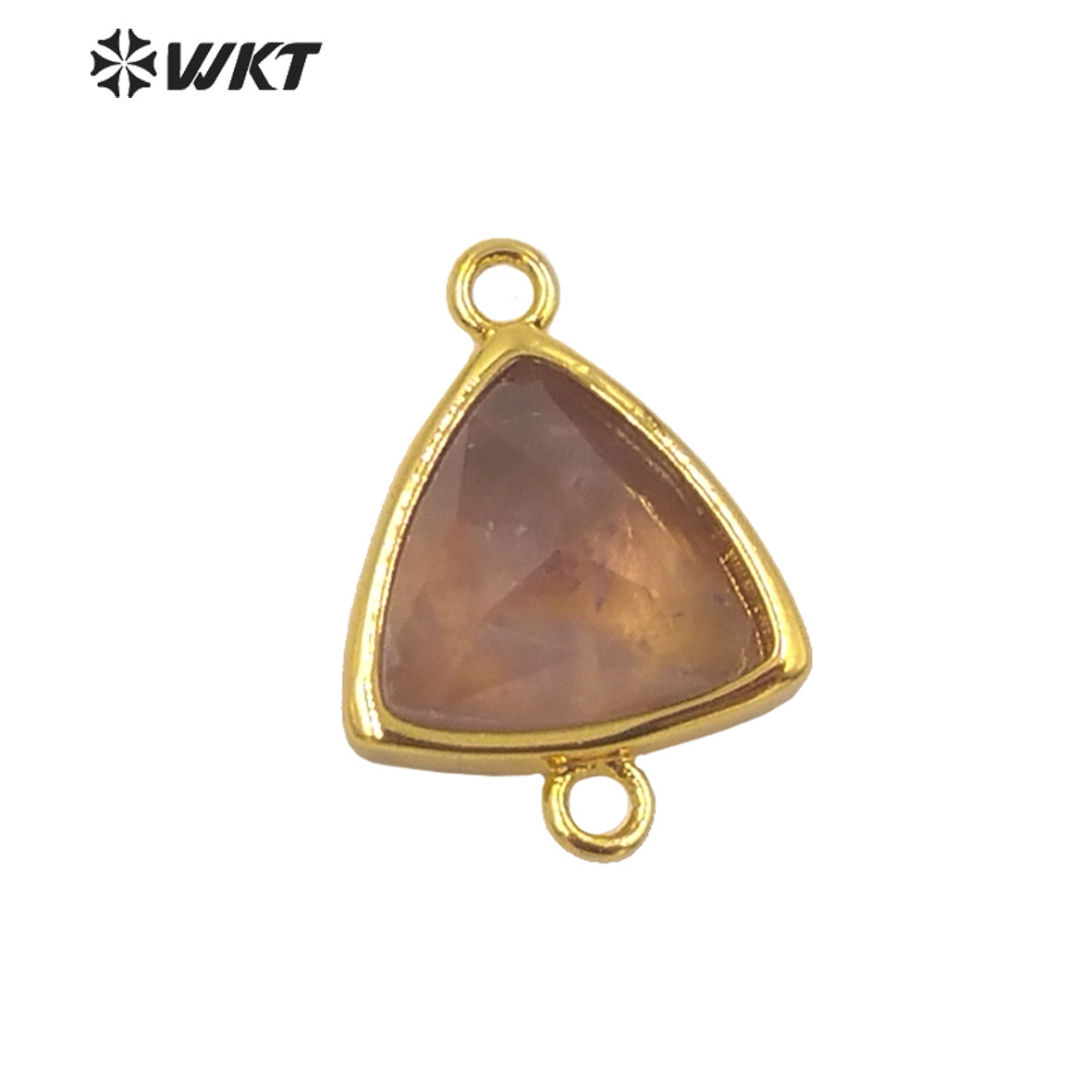 WT-C309 Wholesale Fashion Gold Bezel Stone Connectors Small Size Gemstone Triangle Jewelry Findings Connectors for Bracelets