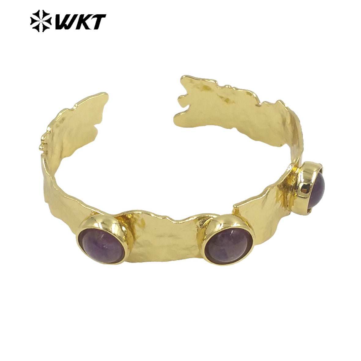 WT-B633 WKT New Handmade Lovely Trendy Gift for Women Lucky Bracelets C Shaped Natural Colorful Gemstone Opening Bracelets