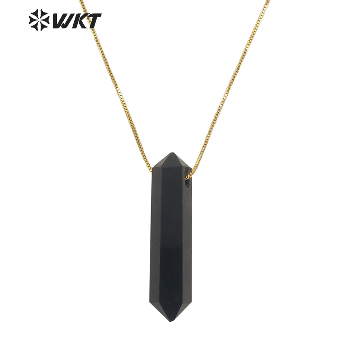 WT-N1306 New Fashion Gold Adjustable Chain Thread Simple Elegant Rose Quartz Point Necklace Natural Double Point Quartz Necklace