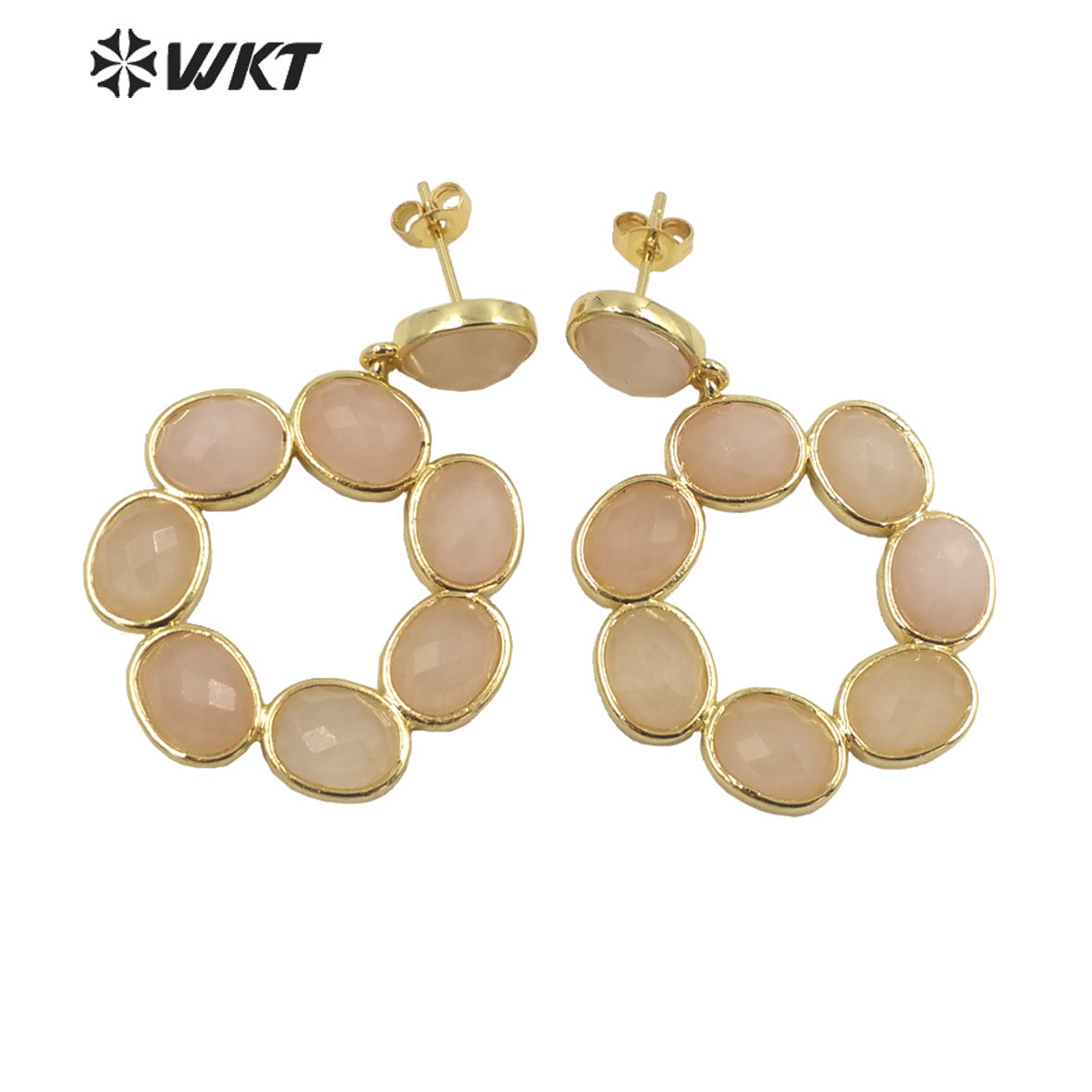 WT-E713 Newest Fashion Gold Natural Eight Stone Made Earrings Gorgeous Birthday Stone Earrings for Friend Gift