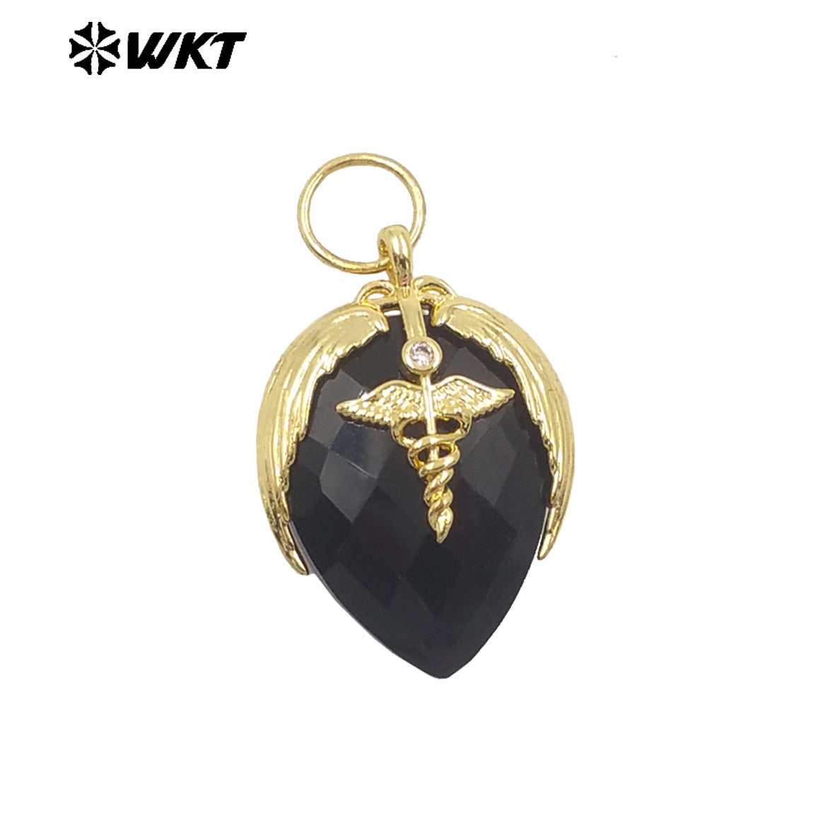 WT-P2014 Newest Fashion Style Strawberry Shape Gold Plated Natural Gemstones Little Pendant For Necklace Earrings Making