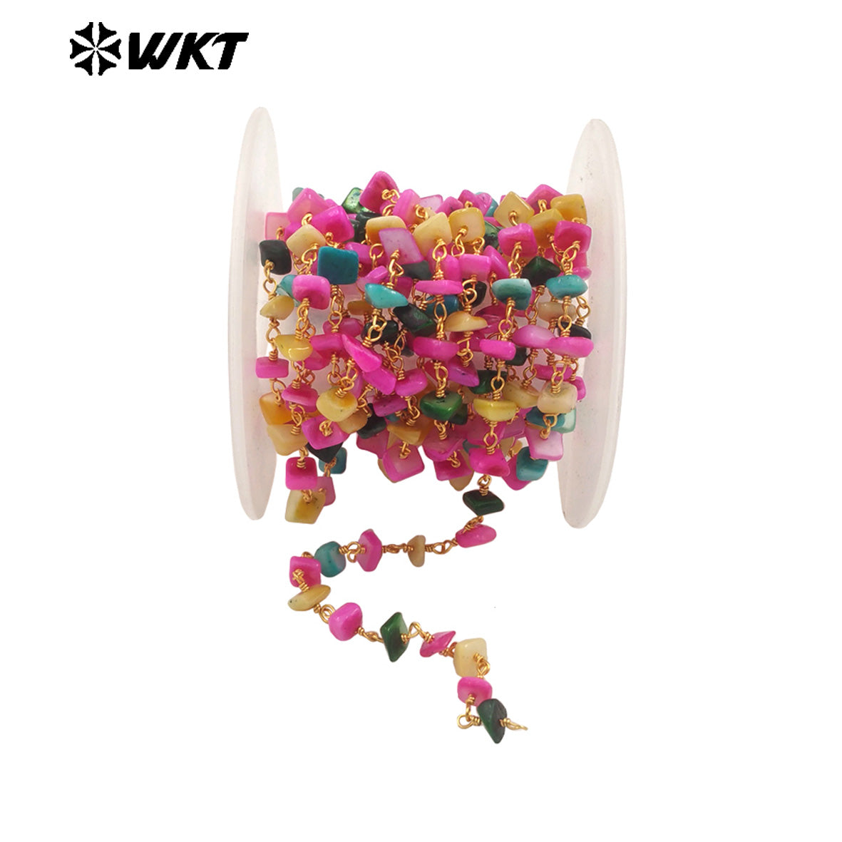 WT-RBC238 Spring New Color Fashion Colorful Shell Made by Wire Wrapped Beads Chain for Jewelry Diy Findings