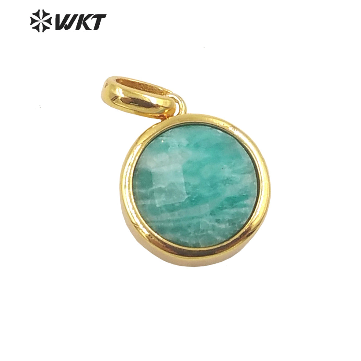 WT-P1838 Delicate Gold Bezel Tiny Round Faceted Stone Charms Pendant for Jewelry Necklace Europe Popular Pendant Design