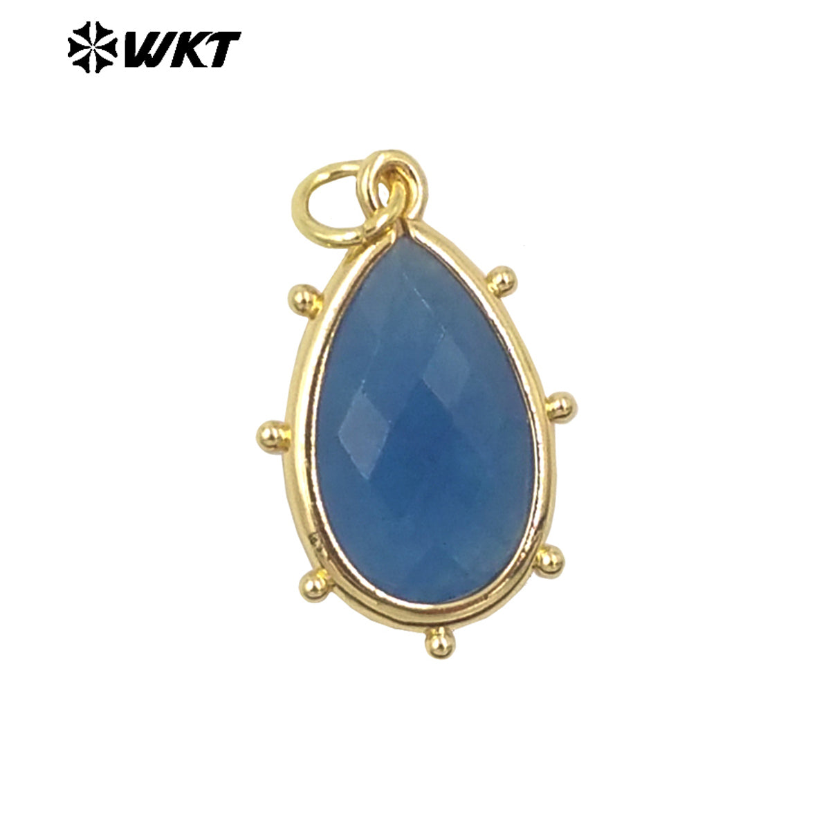 WT-P1974 Wholesale Fashion Tiny Gold Plated Teardrop Natural Faceted Precious Gemstone Lapis Attractive Eye Charms