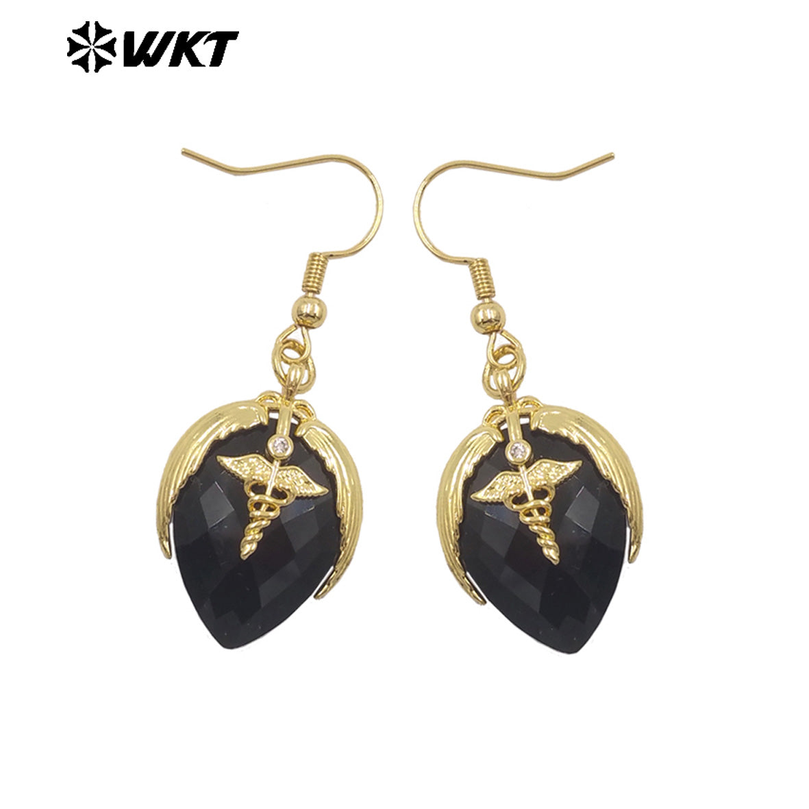 WT-E788 Exquisite Rose Quartz Multi Natural Gemstones Strawberry Shape Gold Plated Earrings For Women Lovely Jewelry Gift
