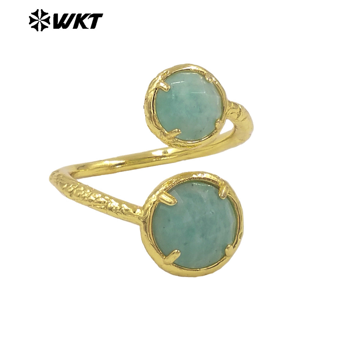 WT-R530 Wholesale Fashion New European Trendy Double Stone Adjustable Birthday Gift Lady Gemstone Ring