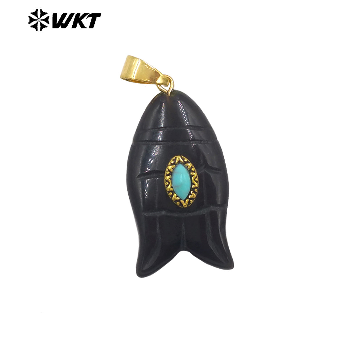 WT-P2012 Wonderful Gold Plated Fish Shape Multi Colors Natural Gemstones Set In Small Stone Pendants For Unique Jewelry Making