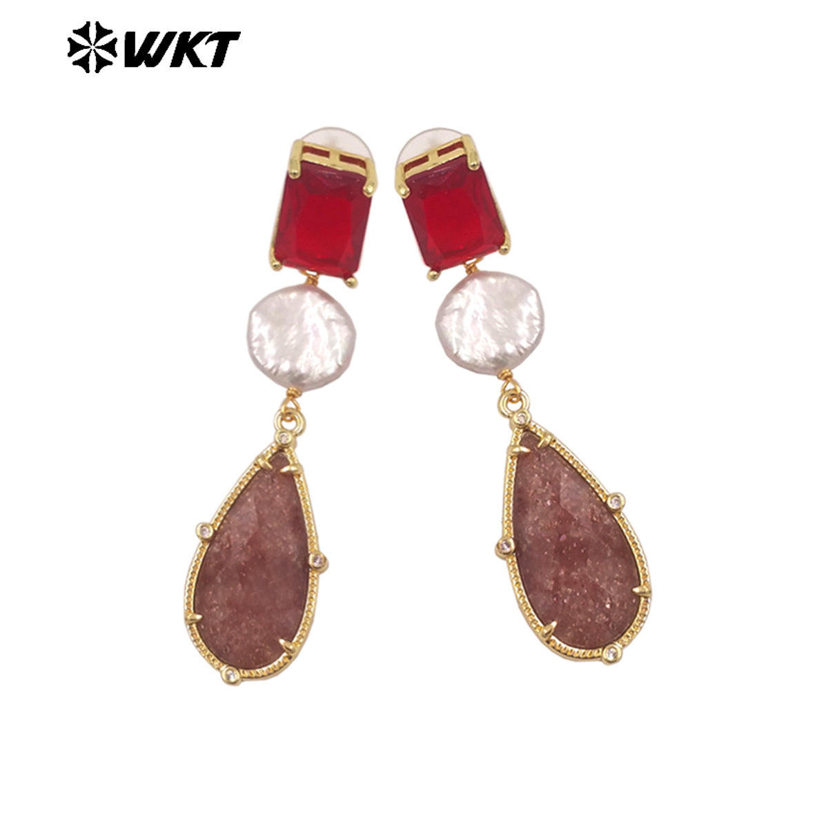 ME121 Wholesale Gold Plated Women Gemstones Earrings Jewelry Natural Amazonite Stone WaterBDrop Shape Romantic Ladies Gift