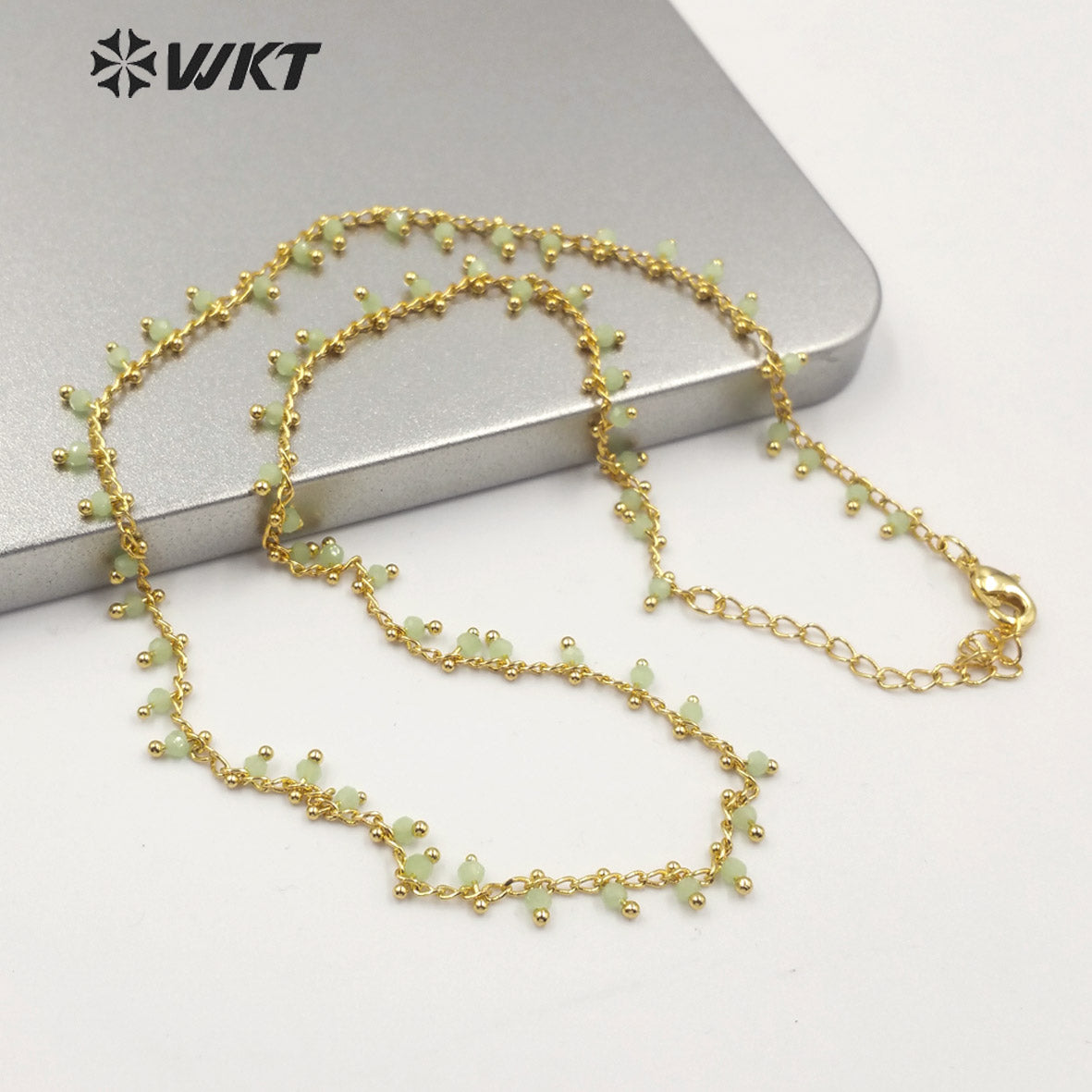 WT-N1202 Hot Sales Crystal Beads Chain Fashion Jewelry Rosary Beads Chain 3mm New Arrival Crystal Beads Necklace
