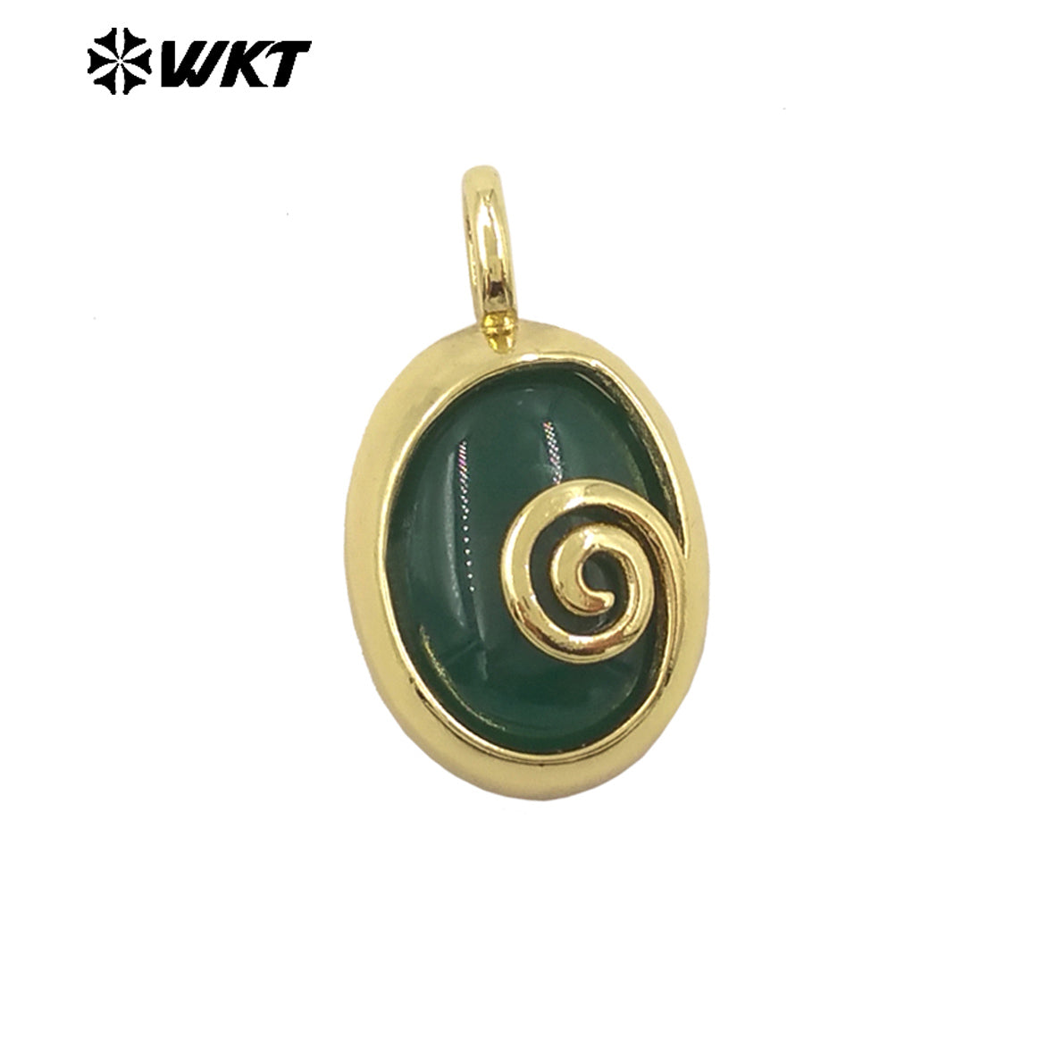WT-P1992 Newest Design Small Oval Rotation Metal With Natural Gemstone Charms for Jewelry Match