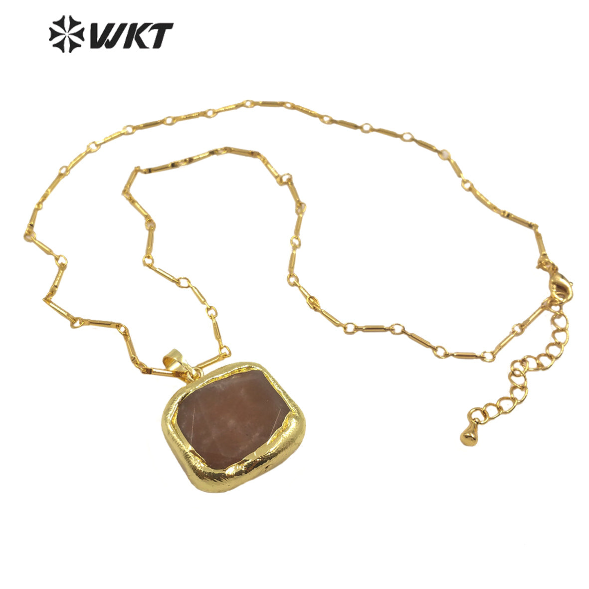 WT-N1184 Newest Natural Amethyst Pendant Necklace Amazonite Pendant Necklace Women Stylish Natural Strawberry Quartz Necklace