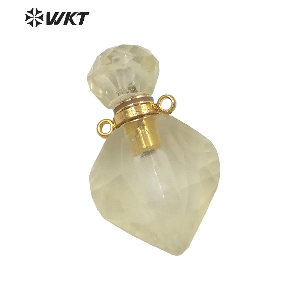 WT-P1709 Wholesale Newest Fashion Gold Long Drop Gemstone Carved Perfume Bottle Pendant Tiny Chic Lady Stone Bottle Pendant