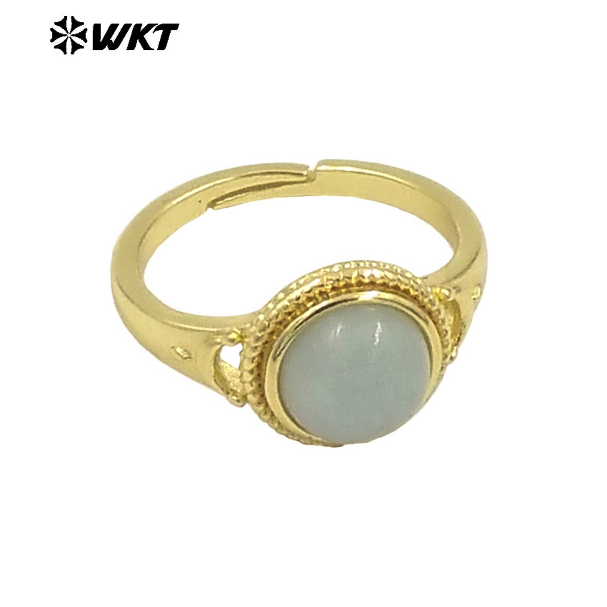 WT-R510 Wholesale Fashion Round Gemstone Made Charming 18k Gold Plated Adjustable Size Lady Stone Ring