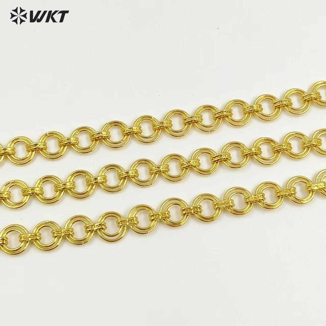 WT-BC248 Wholesale New Design Yellow Brass Chain With Gold Plated For Luxury Jewelry DIY Link Finding Double Circles