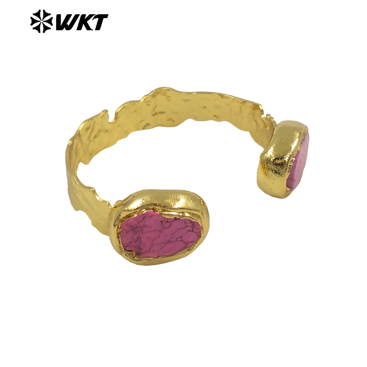 WT-B694 Fashionable Couple Jewelry in Colorful Turquoise Grain Double Stone With 18k Gold Plated Can Be Adjustable Bangle