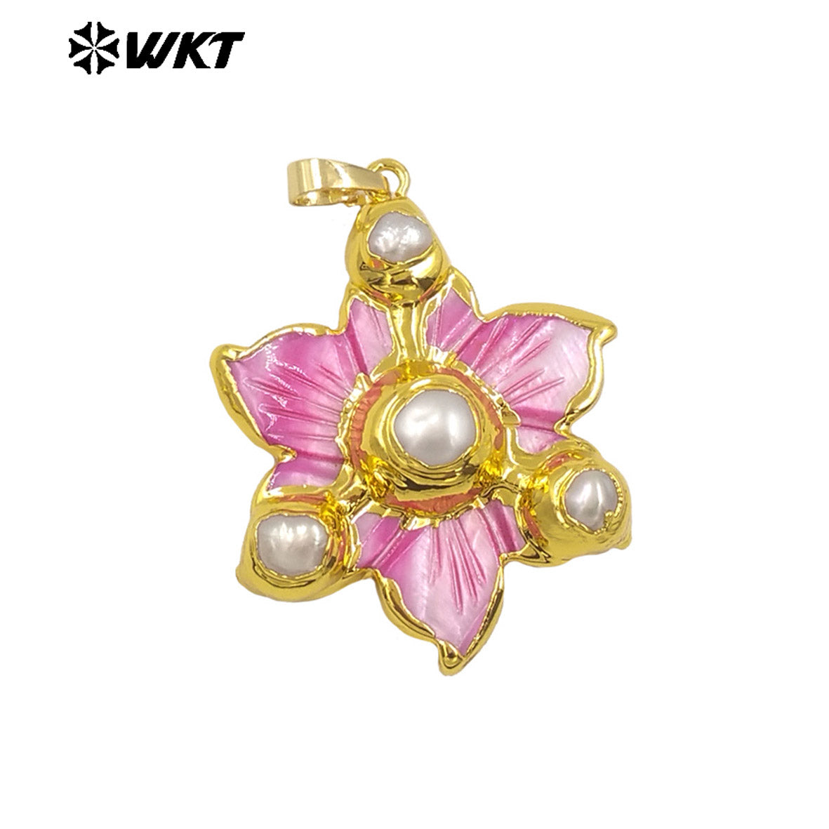 WT-JP388 Wholesale Hot Sale18K Gold Plated Shells and Pearl Flowers Shaped Pendant Delicate Jewelry for Women As Birthday Gifts