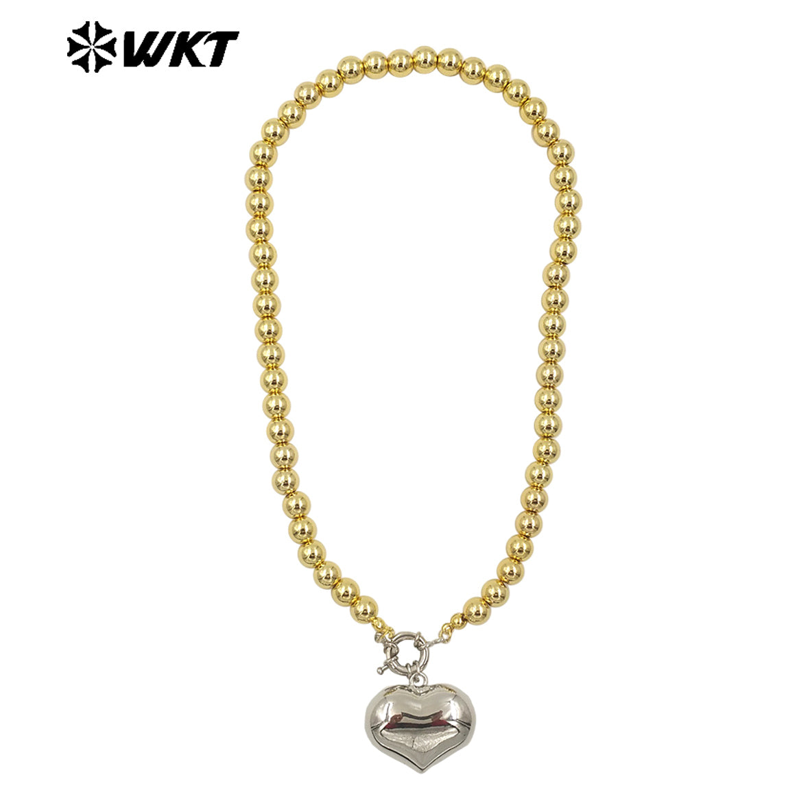 WT-JFN10 Amazing Lovely 8MM 18K Real Gold Plated Round Ball Beads 16 Inch Long Charm Pendant Necklace