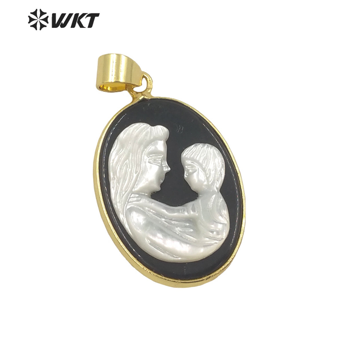 WT-JP270 New the Beauty Series Hand Carved Gorgeous Pendant With Black Agate Back Ground White Beauty Pendant for Necklace