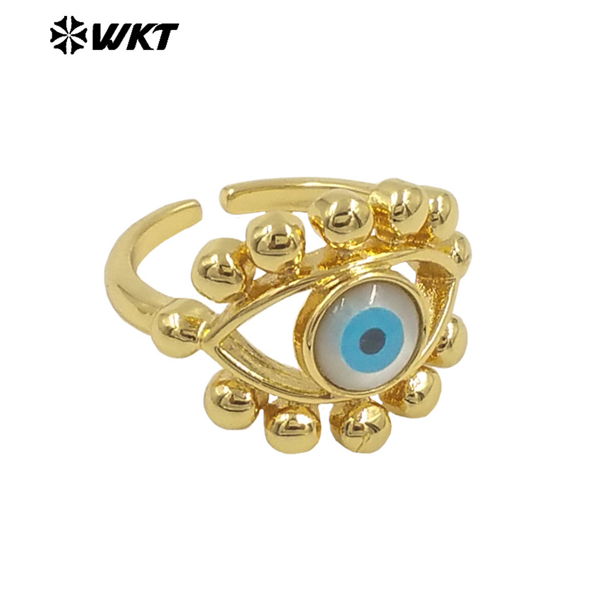 WT-MPR104 Wholesale Fashion Gold Charming Lady Horse Eye Shape Shell Eye Ring Adustable Size Engagement Party Rings