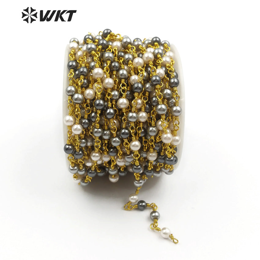 WT-RBC098 Wholesale 20 Meters Mixed Color Jewelry DIY Making Necklace Bracelet Accessories Natural Freshwater Pearl Chain