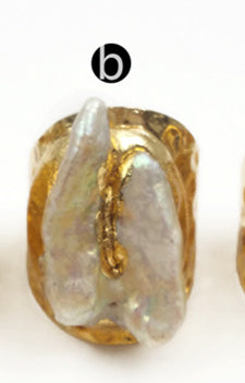 WT-R328 Classic Unique Each One Is Different Shell Jewelry in Gold Plated Adjustable Women's Fine Natural Freshwater Pearl Rings