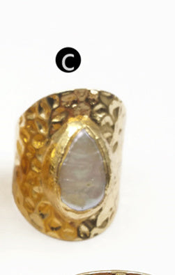 WT-R328 Classic Unique Each One Is Different Shell Jewelry in Gold Plated Adjustable Women's Fine Natural Freshwater Pearl Rings