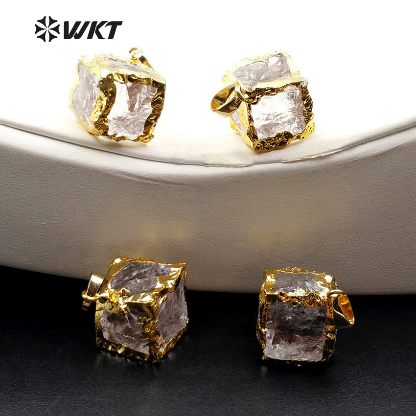 WT-P1227 WKT New Arrival Fashion Jewelry for Women Decoration Jewelry Cubic Shape Crystal Quartz Pendant
