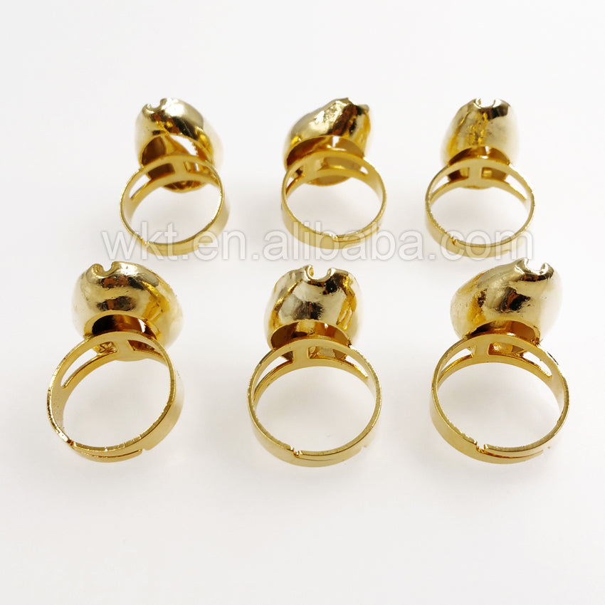 WT-R249 New!!! Handmade Cowries Shell Ring with 24k Real Gold Plated Shell Ring,Women Genuine Cowrie Shell Ring