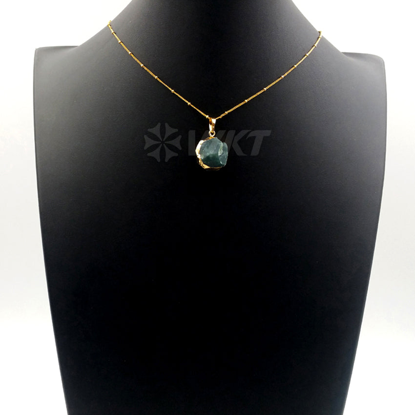 WT-N1086 WKT Wholesale New Fashion Natural Raw Stone Charm 24k Real Gold Plated Agate Ball Necklace