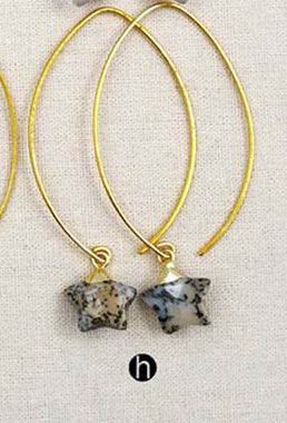 WT-E408 New Arrival ! Multi-optional Natural Gemstone Earrings Exquisite Design Mini Star Shape Earrings Brass Hook Earrings