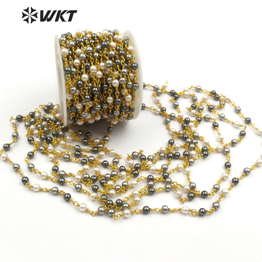 WT-RBC098 Wholesale 20 Meters Mixed Color Jewelry DIY Making Necklace Bracelet Accessories Natural Freshwater Pearl Chain