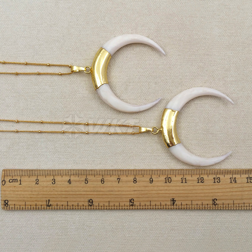 WT-N1068 WKT Wholesale New Fashion Real Gold Plating Jewelry Crescent Shape White Shell Necklace