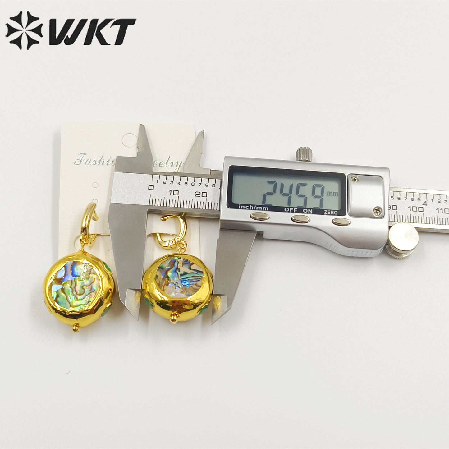 WT-MPE100 Latest Style Yellow Brass Abalone Shell Natural 18k Gold Plated Gift Weeding Romantic Pendant Earrings