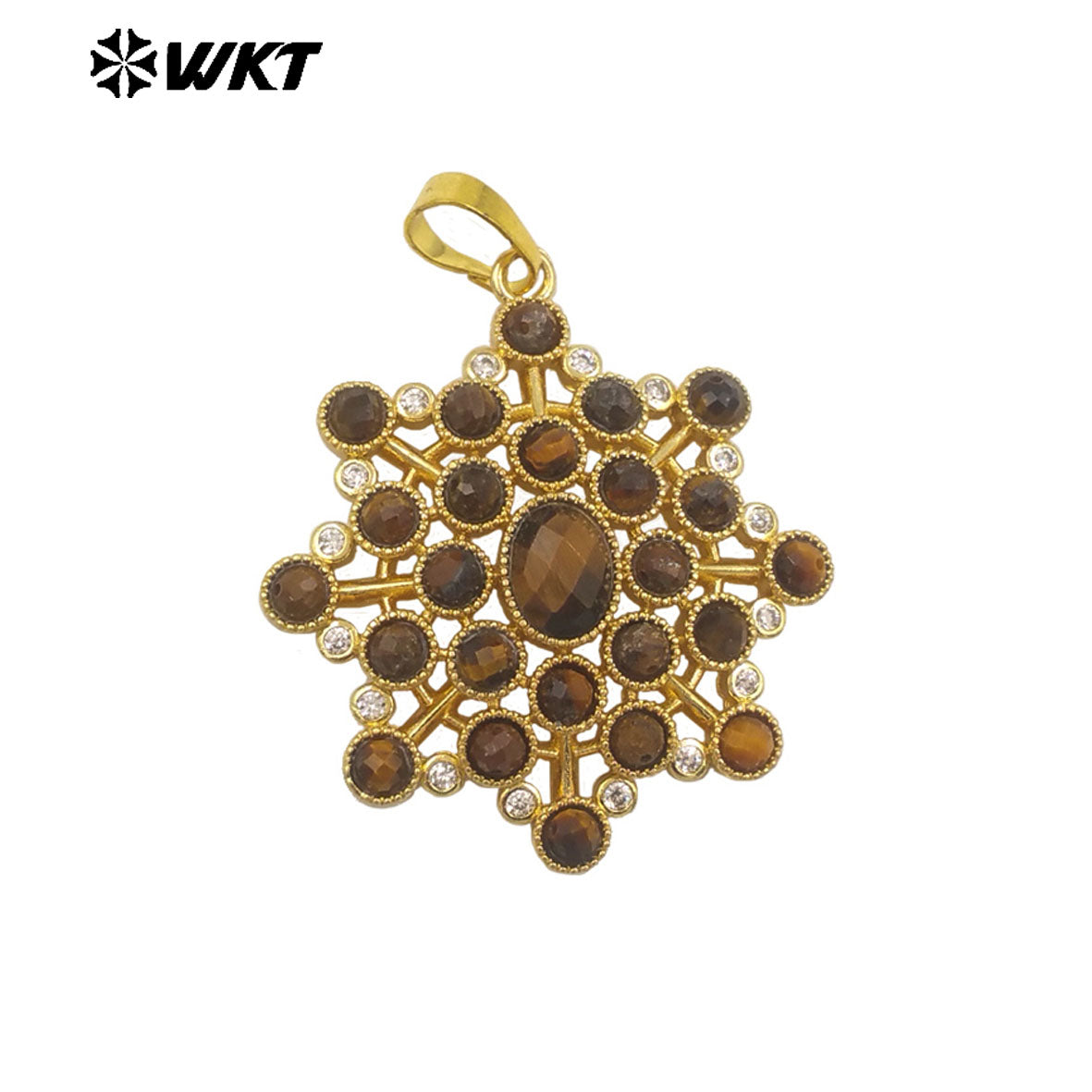 WT-P1977 WKT New Hand Make Multi Stone Setting Women Energy Amethyst Gemstone Flower Shape Jewelry Pendants