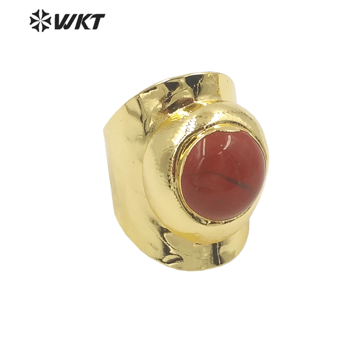 WT-R441 Wholesale Fashion 18k Gold Plated Resist Tarnishable Round Stone Ring Lovely Energy Gemstone Cocktail Ring