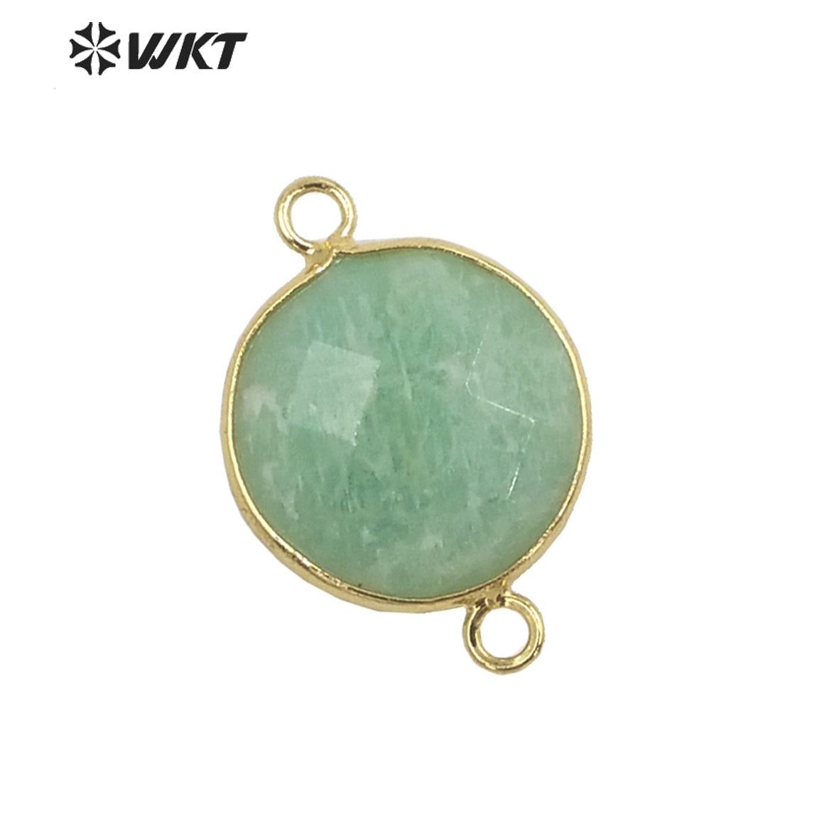 WT-C314 WKT Newest 16mm Round Double Faceted Gemstone Connectors for Jewelry Findings Amethyst Amazonite Stone for Bracelet