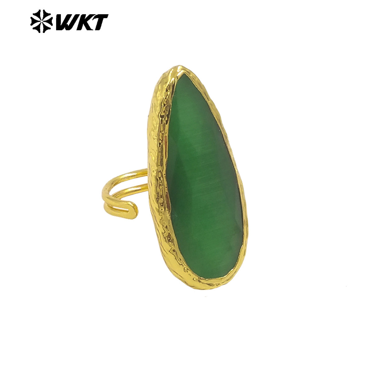 WT-R571 Beautiful Fashion Long Waterdrop Shape Gold Plated Colorful Cat Eye Stones Rings For Women Party Jewelry Accessory