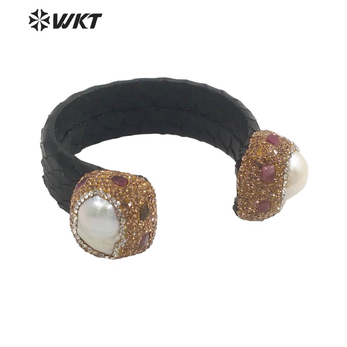 WT-MPB098 Fashionable Lovely Trendy Design 18k Real Gold Natural Baroque Pearl Adjustable Romantic Gift Woman Bangle