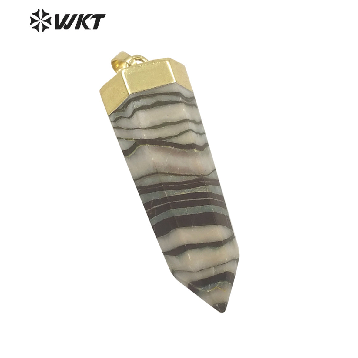 WT-P1710 Amazing Gold Top Natural Gemstone Hexagon Spirit Quartz Healing Stone Pendant Women Jewelry Design Necklace Pendant