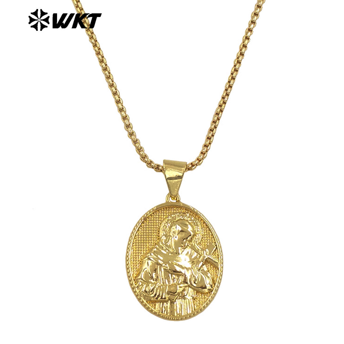WT-JFN32 Exquisite Women Necklace With Religious Pendant Charms Yellow Brass Gold Plated Fashion Daily Jewelry Accessories