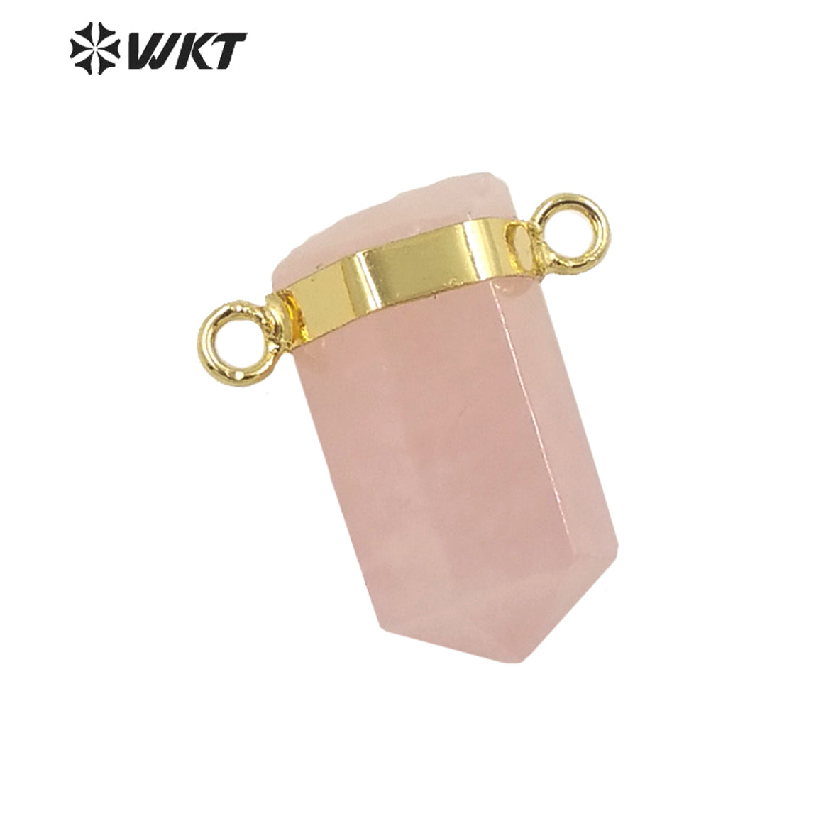 WT-P1763 Graceful Double Loops Hexagonal Cylinder Natural Stone Pendant Energy Citrine Crystal Pillar Pink Quartz Amethyst
