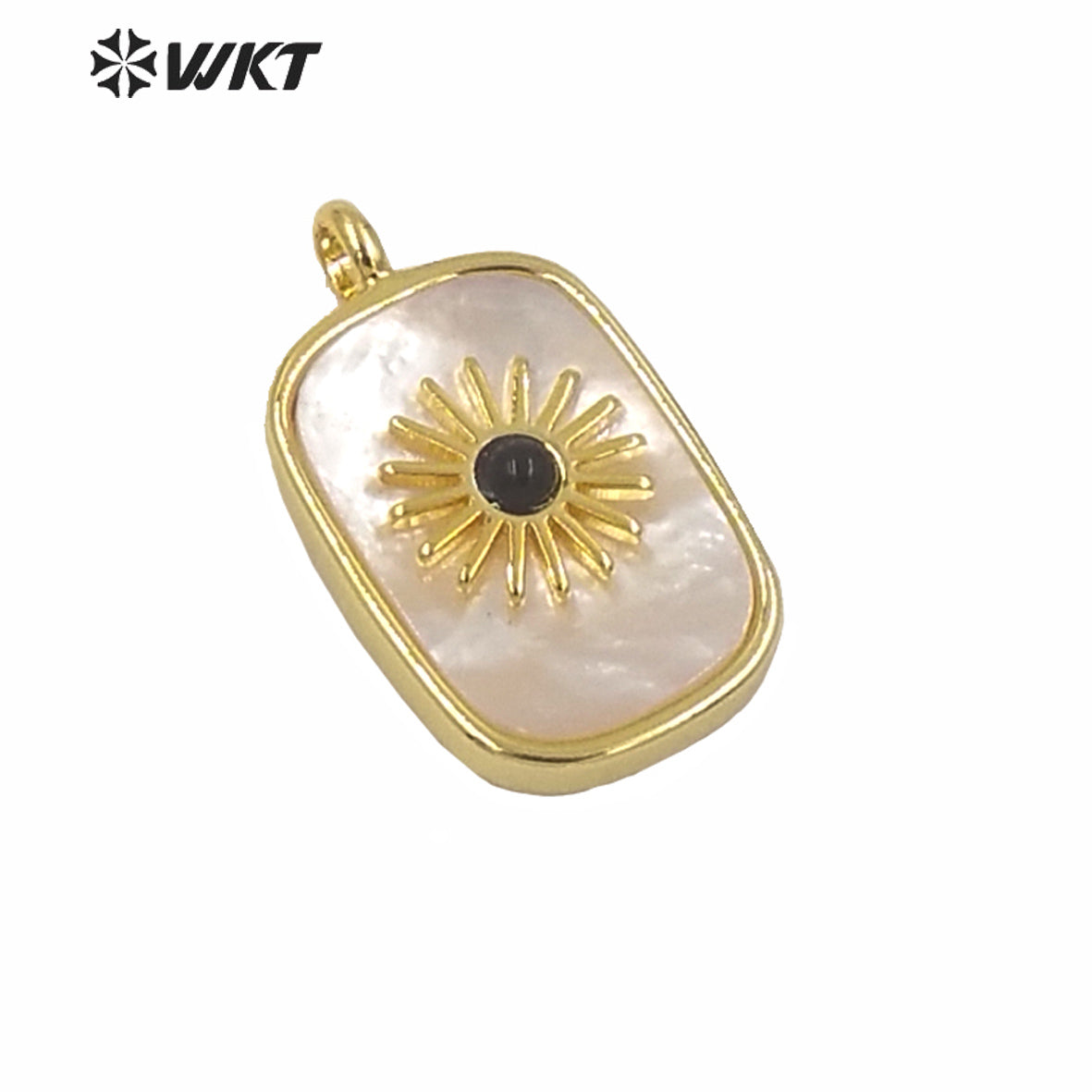 WT-P1590 Amazing Gold Electroplated Bezel Natural Stone Setting square Pendant Fashion Women Themed Charm Stone Pendants
